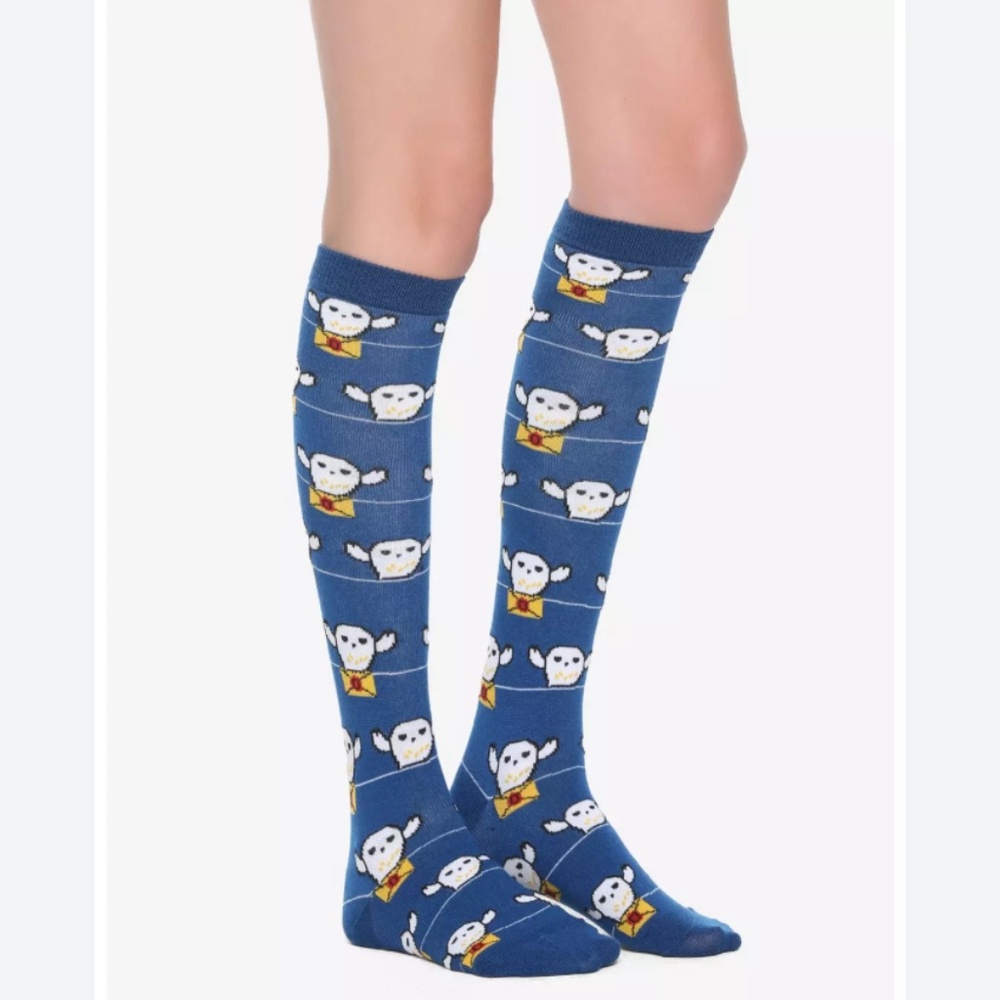 💐2/$25💐 Harry Potter Hedwig Letter Knee-High Crew Socks Blue